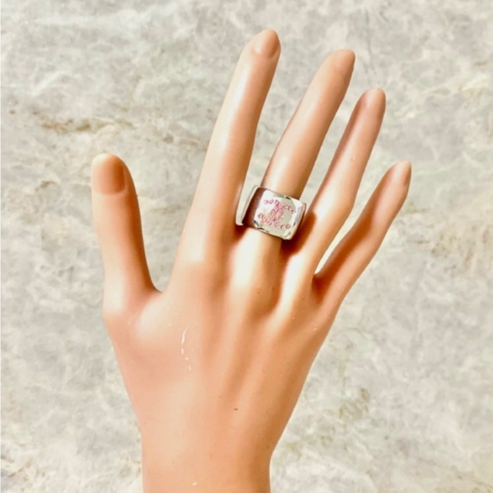 Chanel Silver Pink Gemstone Statement Ring.. Like… - image 4